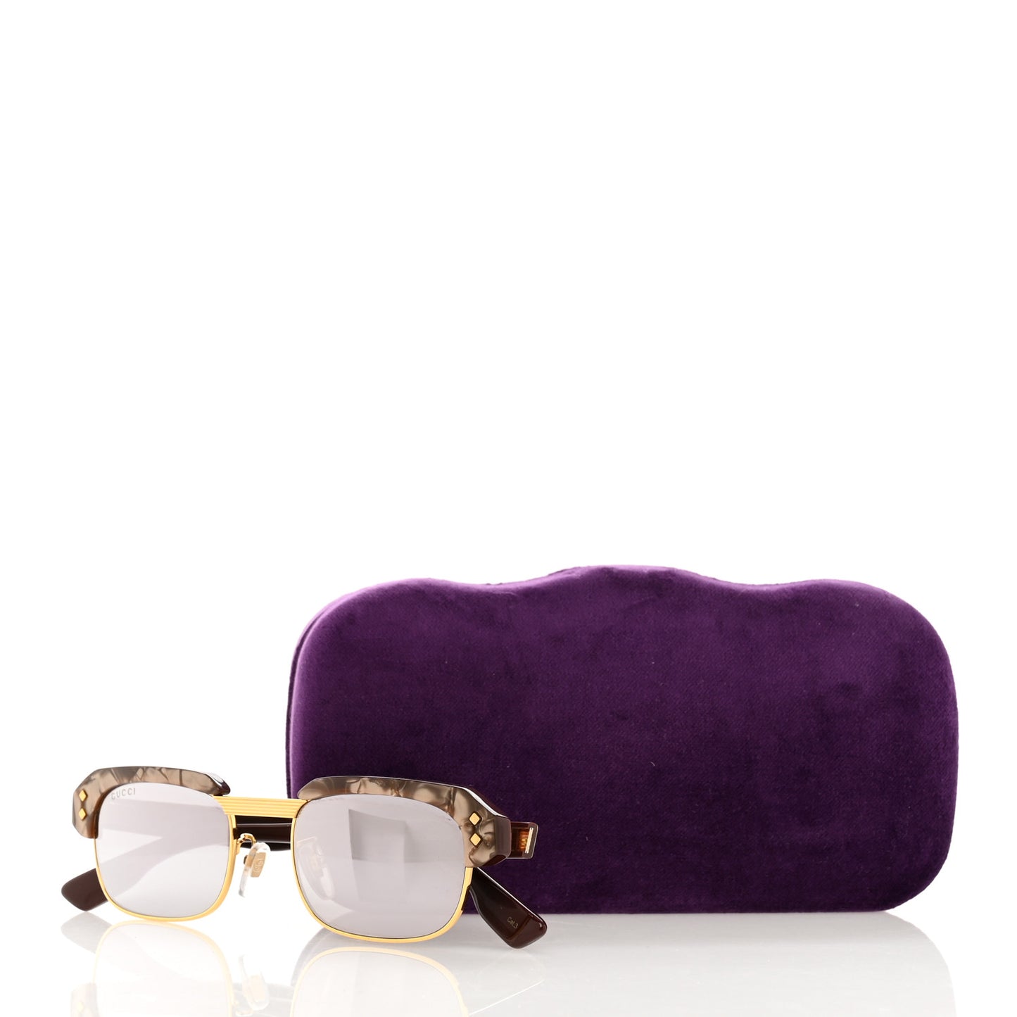 Acetate Half-Rim Rectangle GG1480S Sunglasses Brown