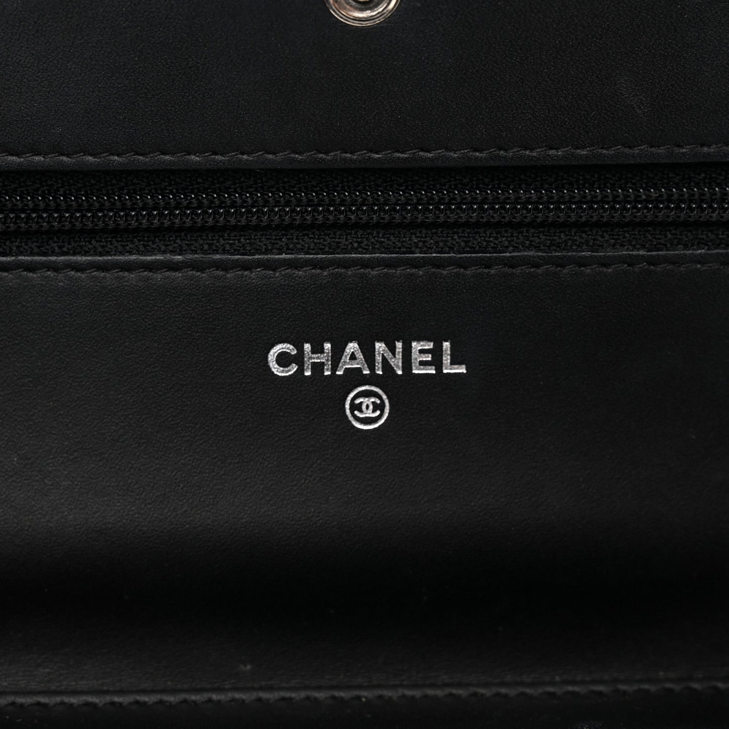 Shiny Aged Calfskin Quilted Boy Wallet On Chain WOC So Black