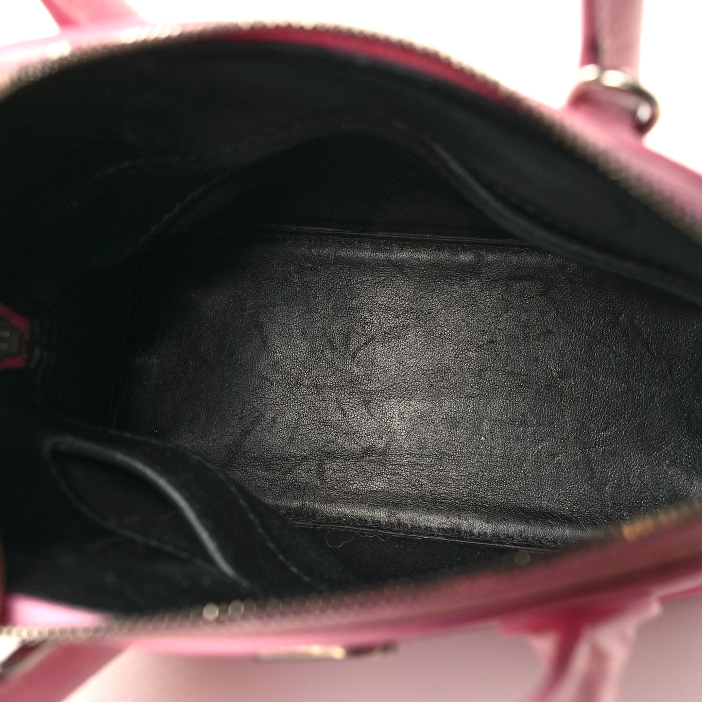 Semi Shiny Calfskin Rivet Crocodile Embossed XXS Ville Top Handle Bag Pink