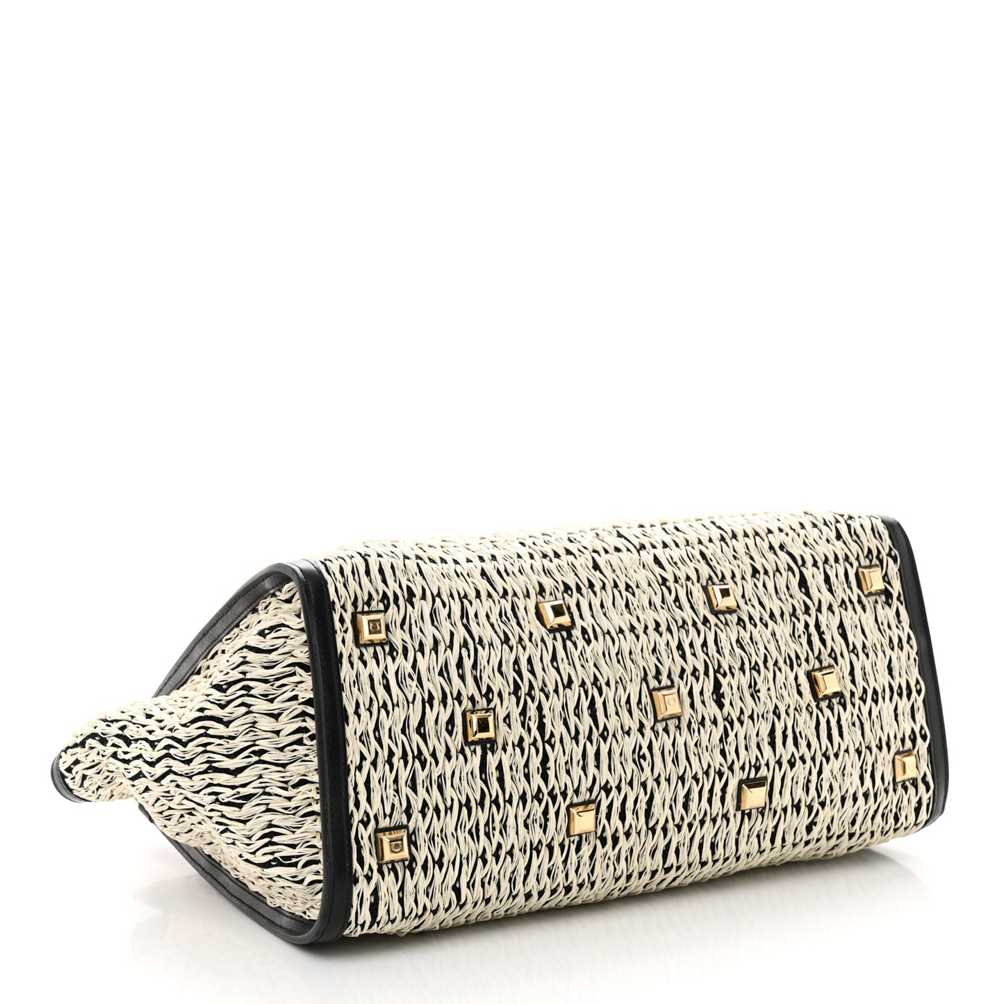 Raffia Large Studio Bag Black White