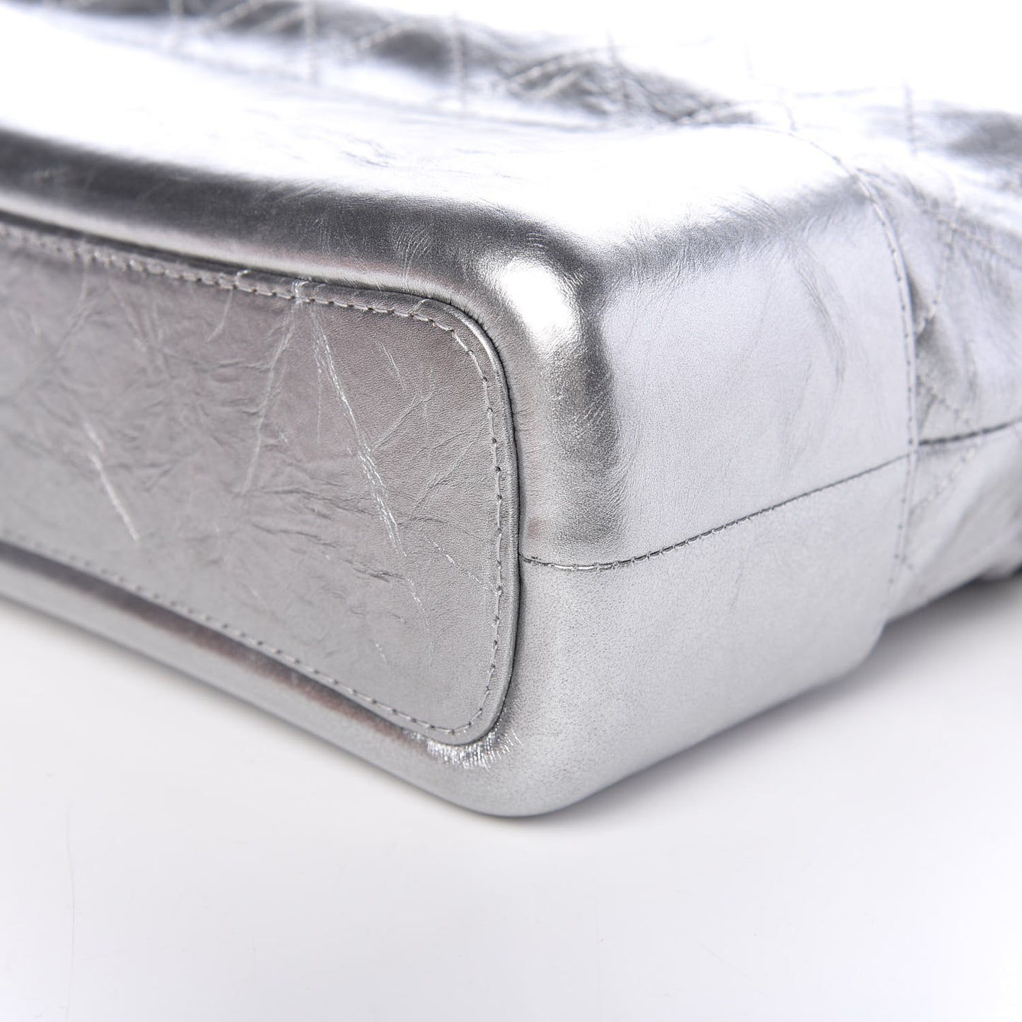 Metallic Lambskin Calfskin Quilted Medium Gabrielle Hobo Silver