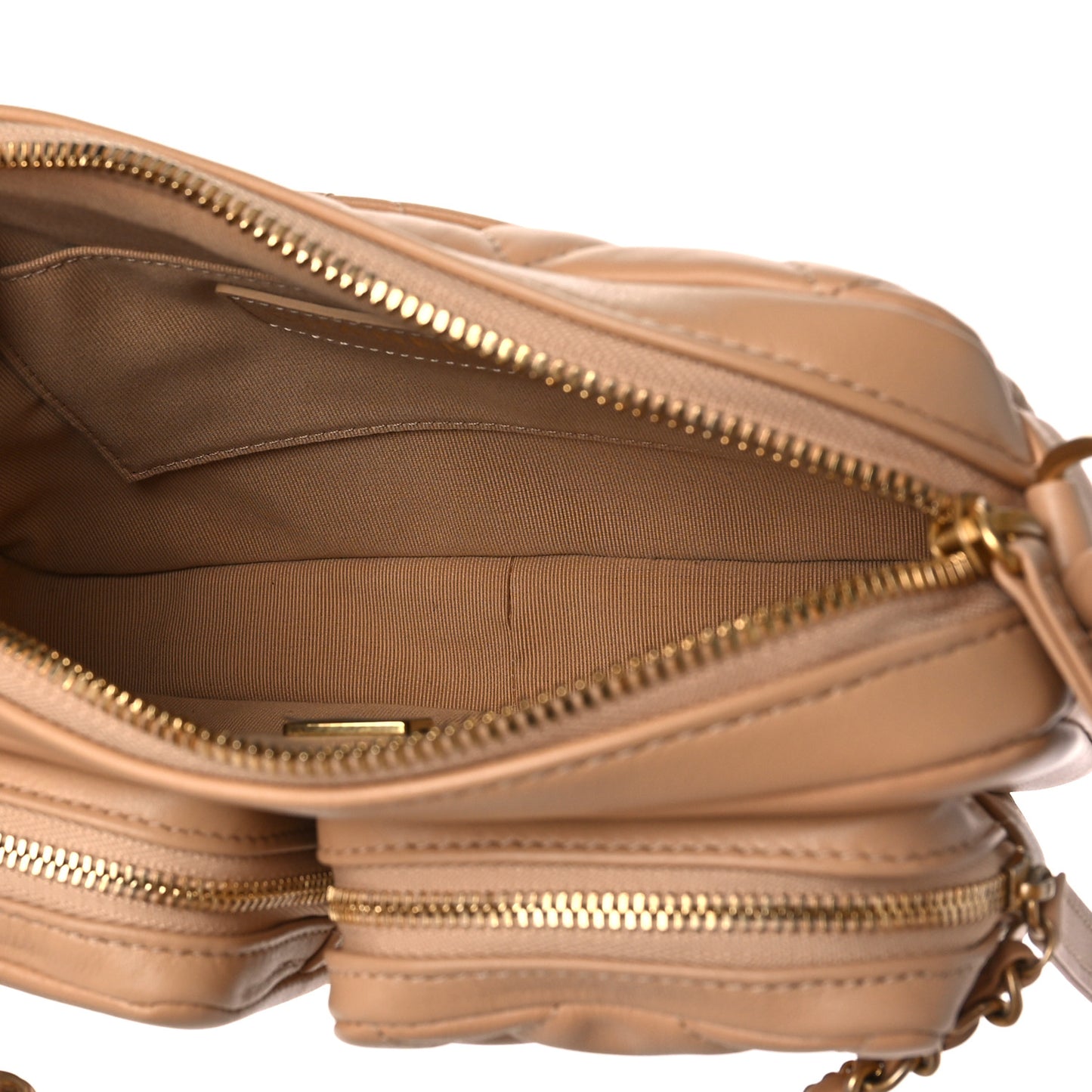 Calfskin Quilted Small Camera Case Beige