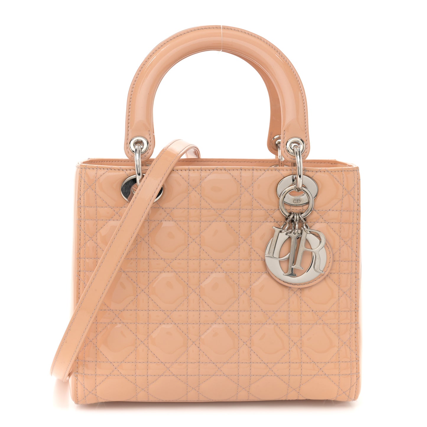 Patent Cannage Medium Lady Dior Rose Clair
