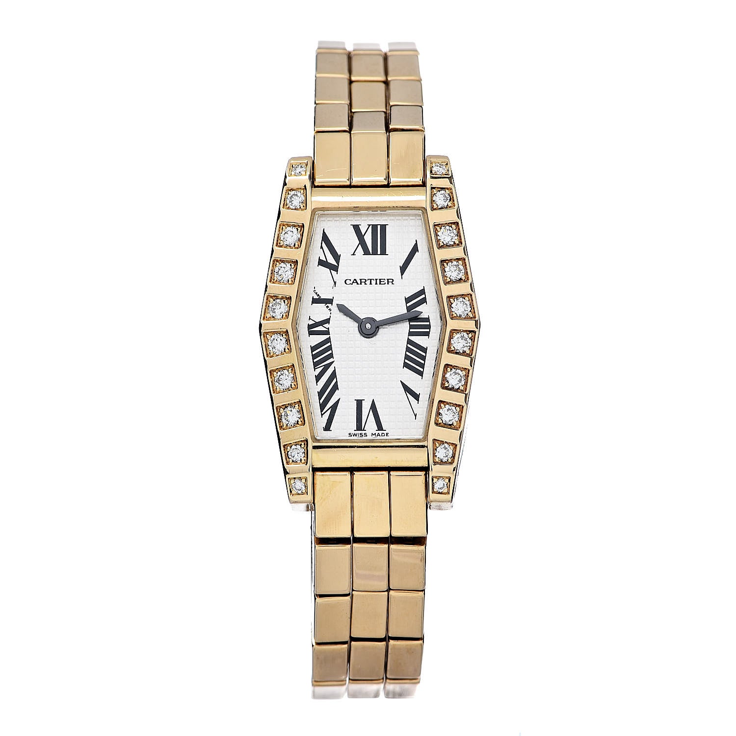 Cartier 18K Yellow Gold Diamond 18mm Lanieres Quartz Watch 1 of 6