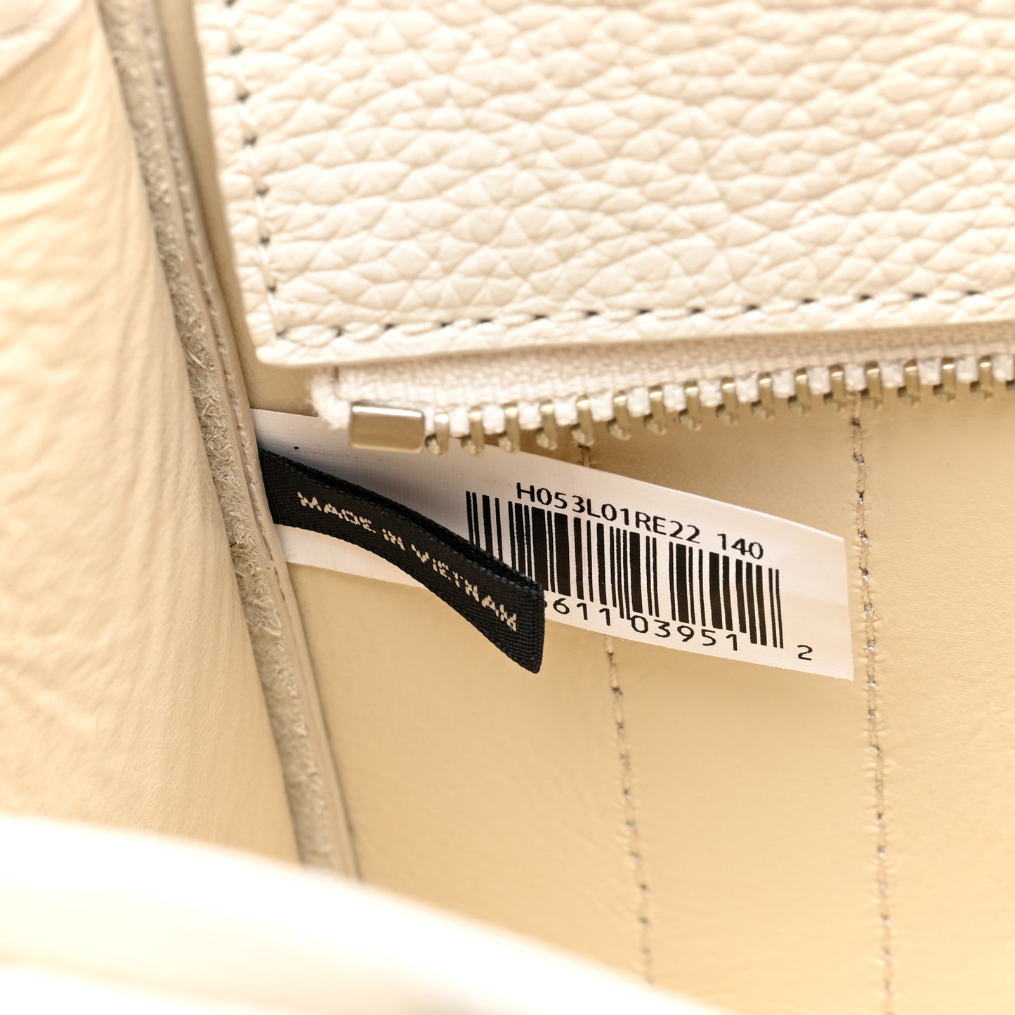 Grained Calfskin Micro The Tote Bag Cotton Silver