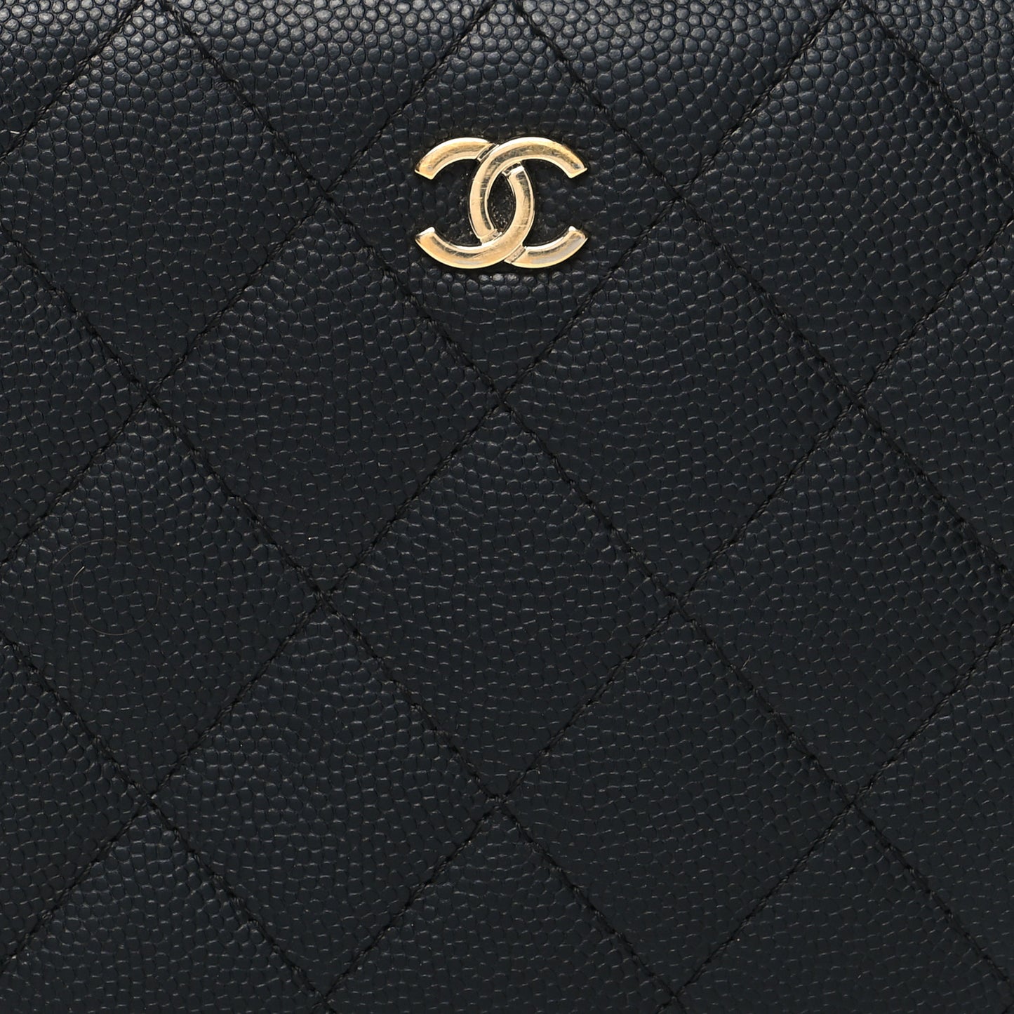 Caviar Quilted Large Zip Around Organizer Wallet Black