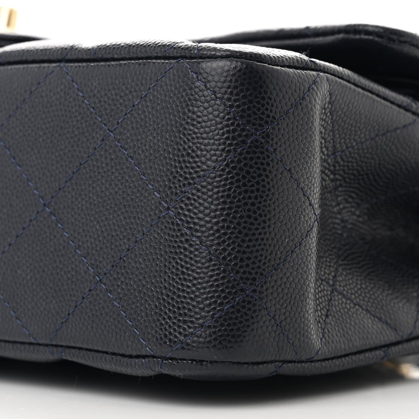Caviar Quilted Medium Double Flap Navy