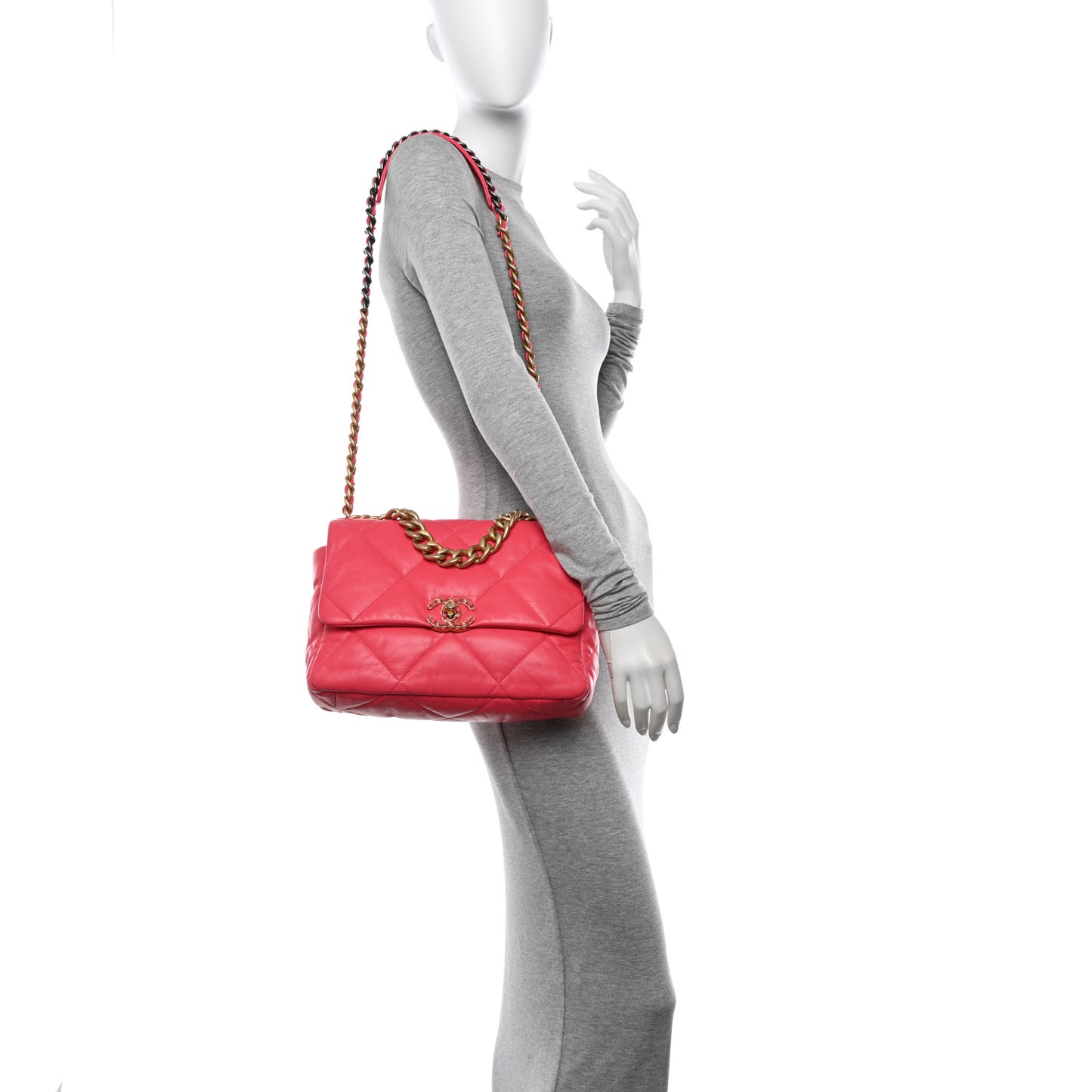 Goatskin Quilted Large Chanel 19 Flap Pink