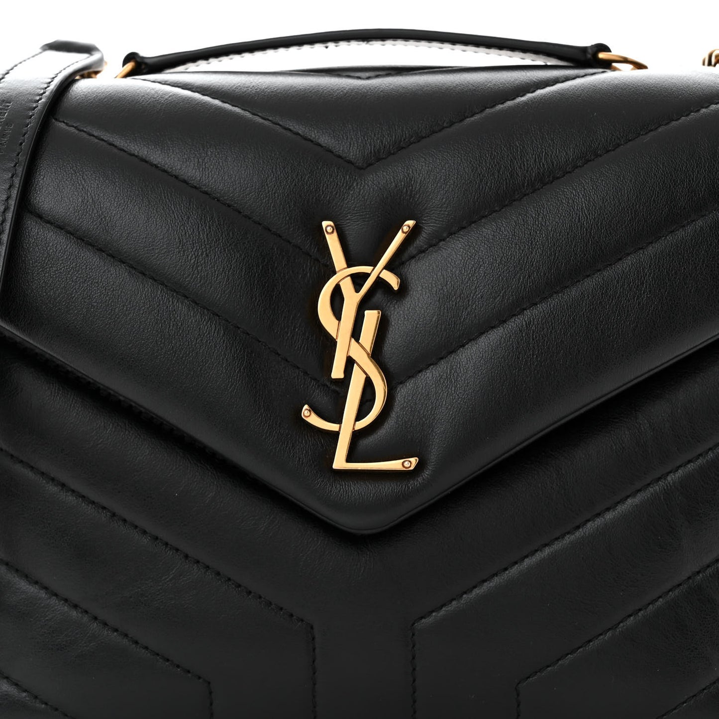 Calfskin Y Quilted Monogram Small Loulou Chain Satchel Black