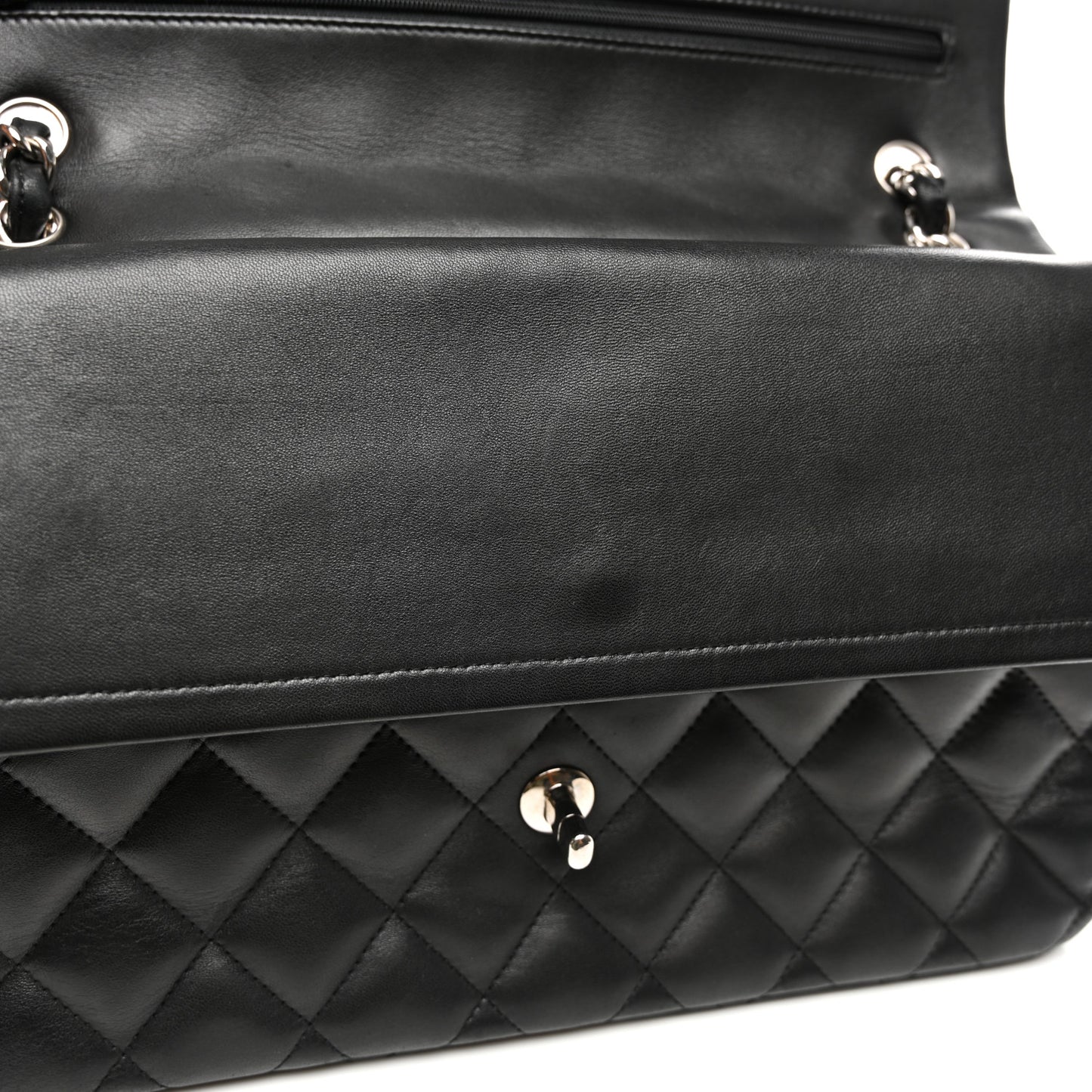 Lambskin Quilted Jumbo Double Flap Black