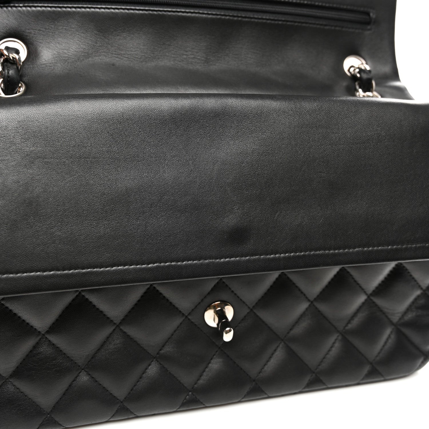 Chanel Lambskin Quilted Jumbo Double Flap Black 11 of 12