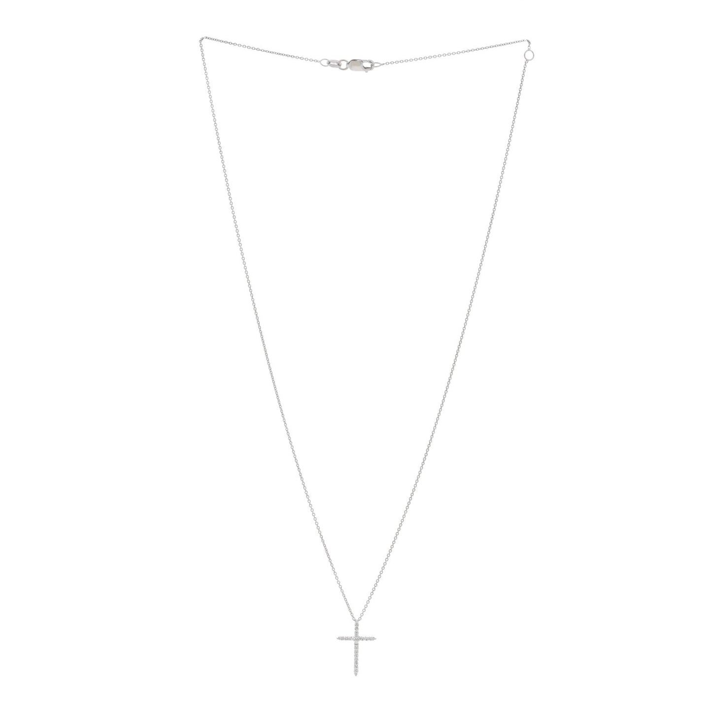18K White Gold .10ctw Diamond Cross Pendant Necklace