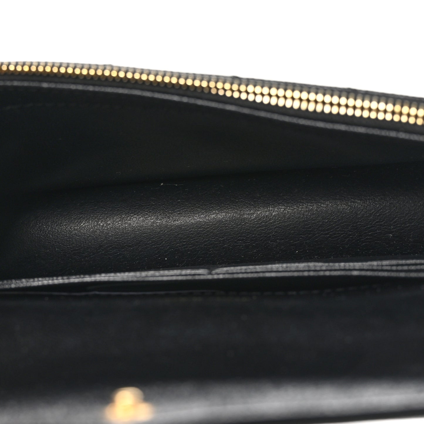 Grain De Poudre Matelasse Chevron Monogram Envelope Chain Wallet Black