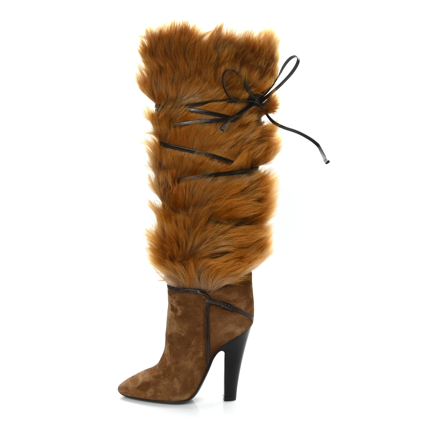 Suede Faux Fur Jokull 105 Over The Knee Boots 36 Brown