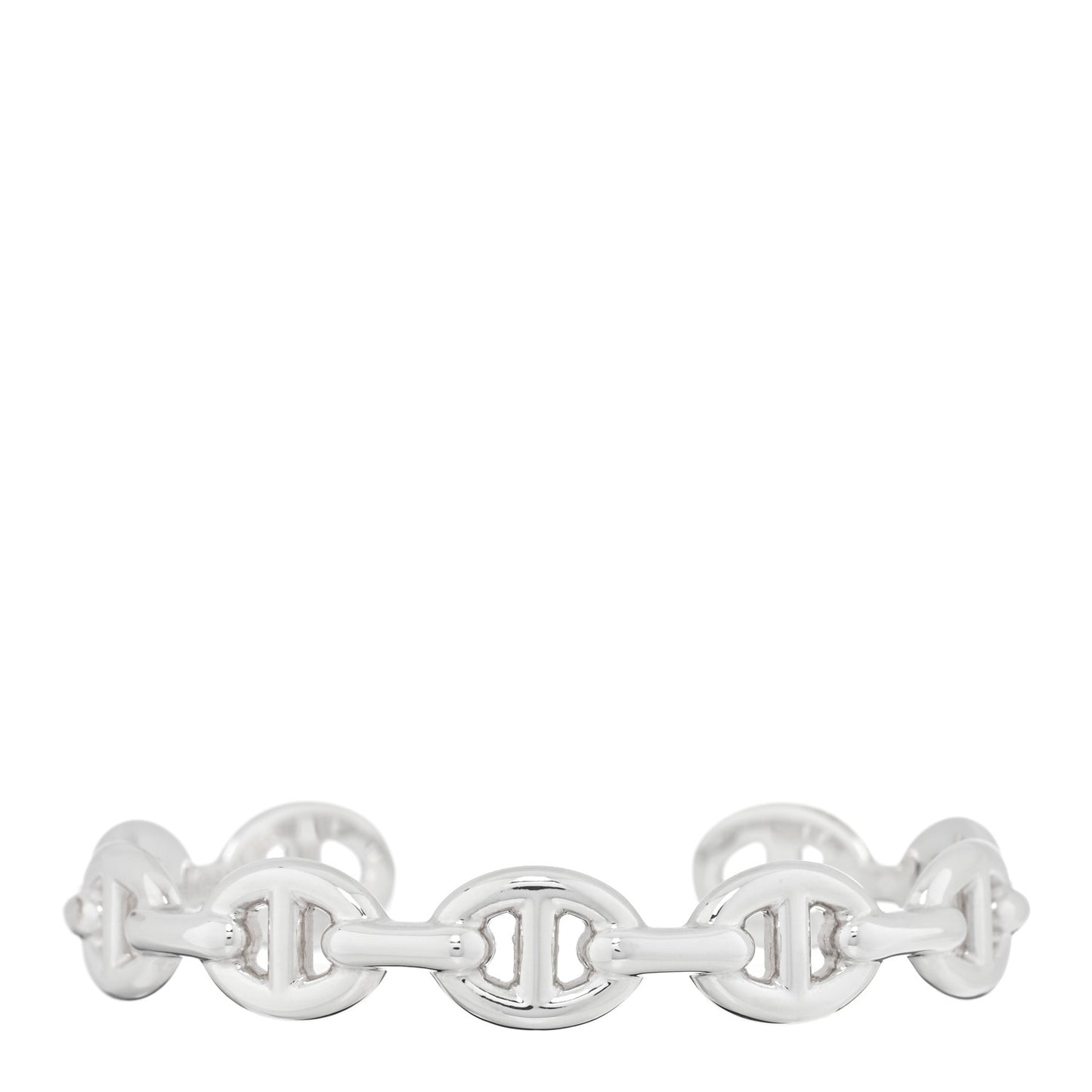 Sterling Silver MM Chaine d'Ancre Enchainee Cuff Bracelet SH