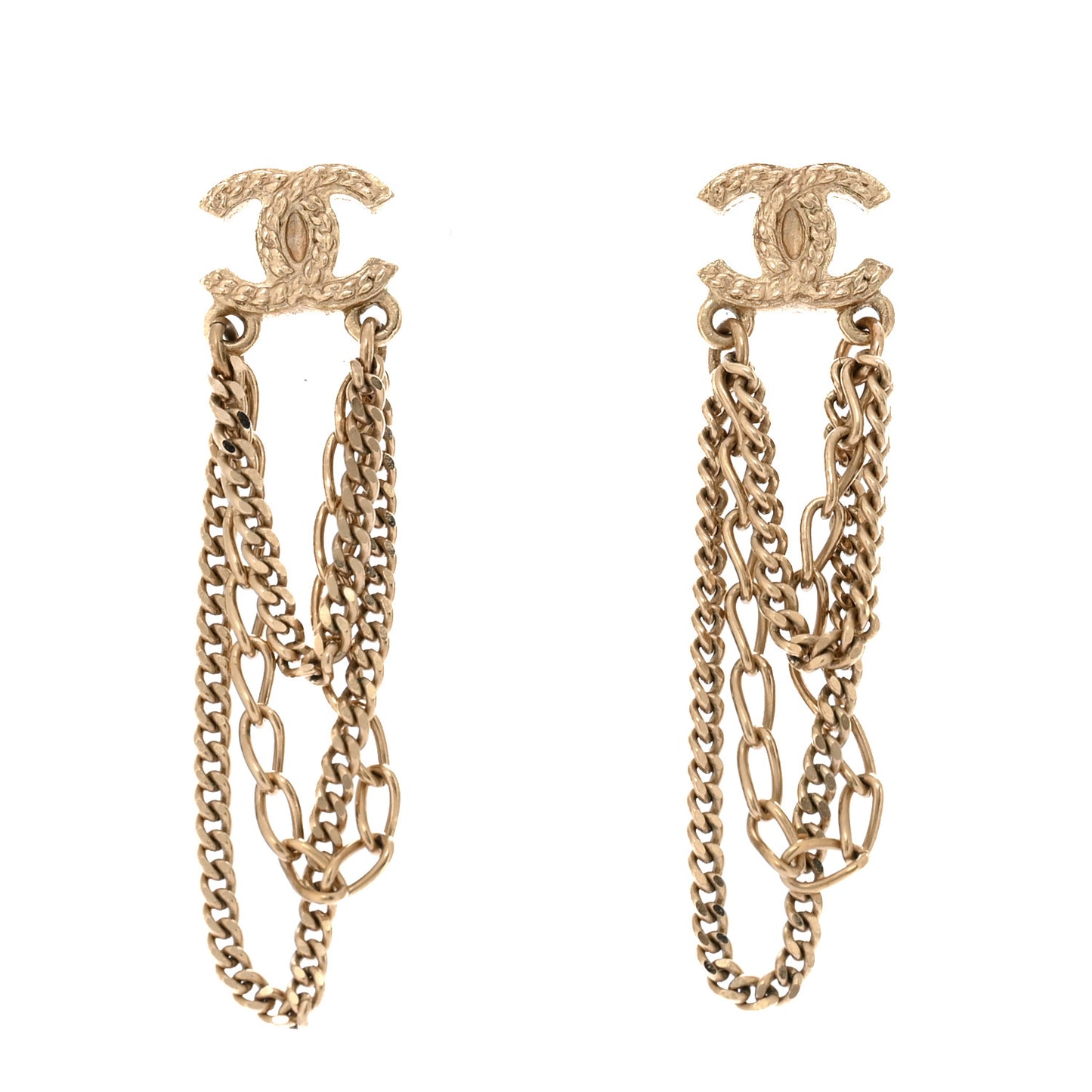 Metal CC Chain Drop Earrings Gold