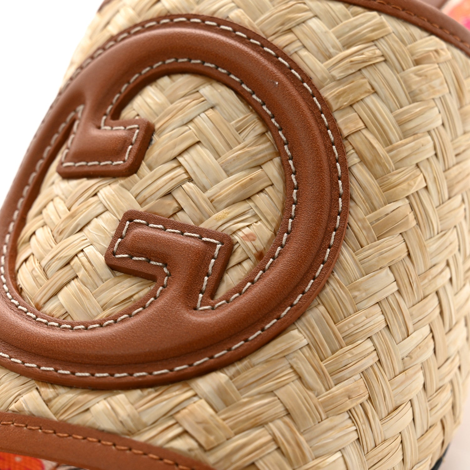 Gucci Raffia Malaga Kid Interlocking G Sandals 37.5 Natural 10 of 12