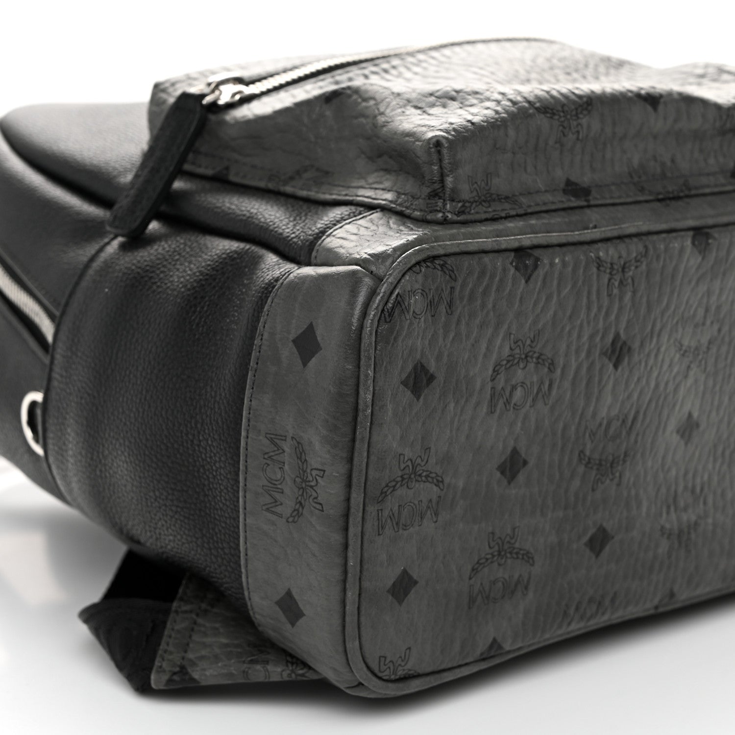 MCM Visetos Calfskin Medium Geonautic Backpack Black Phantom Grey 9 of 10