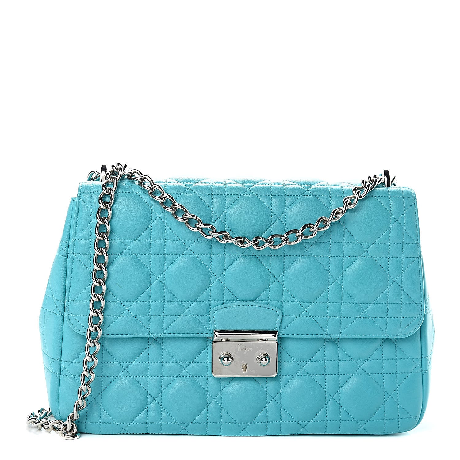 ディオール Christian Dior Lambskin Cannage Large Miss Dior Flap Turquoise