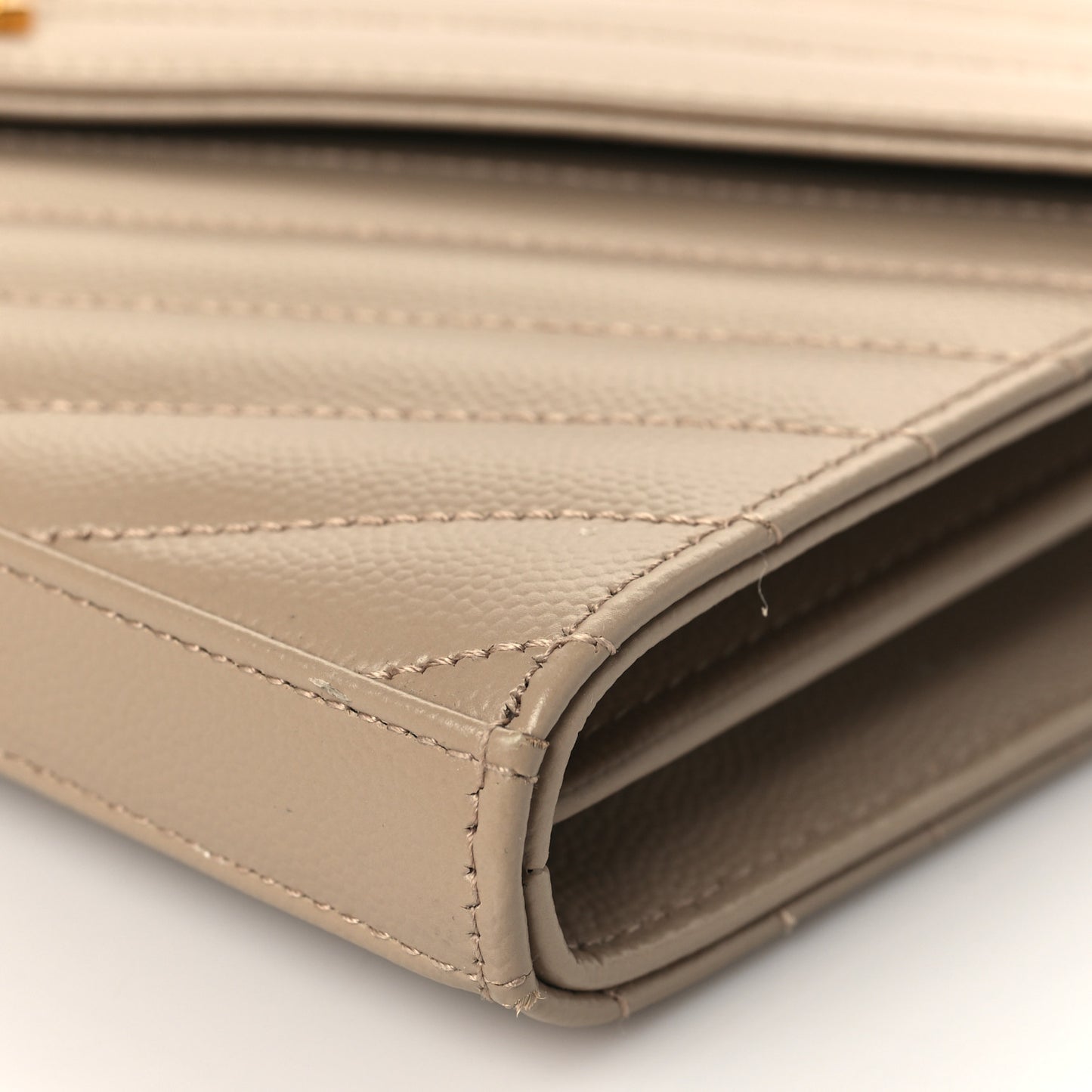 Grain De Poudre Matelasse Chevron Monogram Chain Wallet Dark Beige