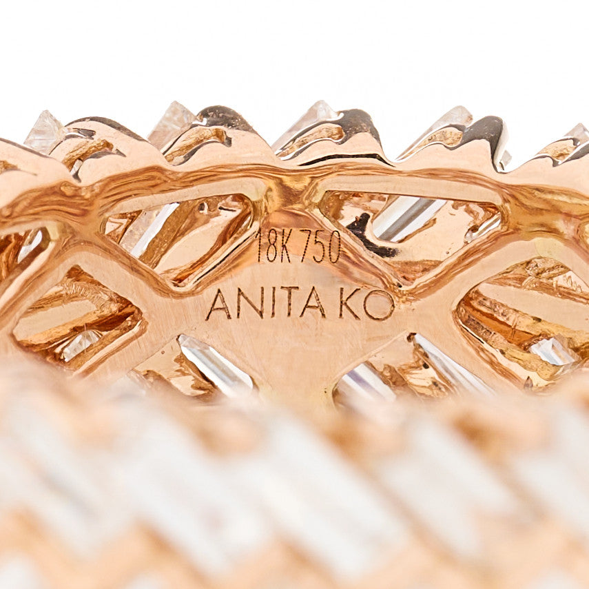 18K Rose Gold Diamond Zipper Ring 49 5