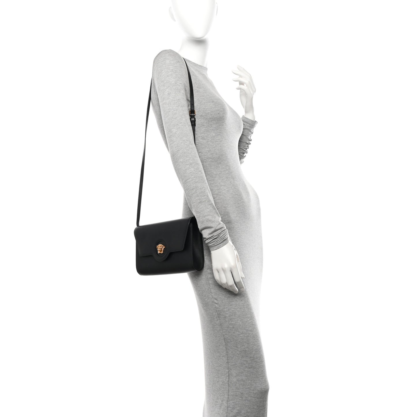 Grained Calfskin La Medusa Crossbody Bag Black