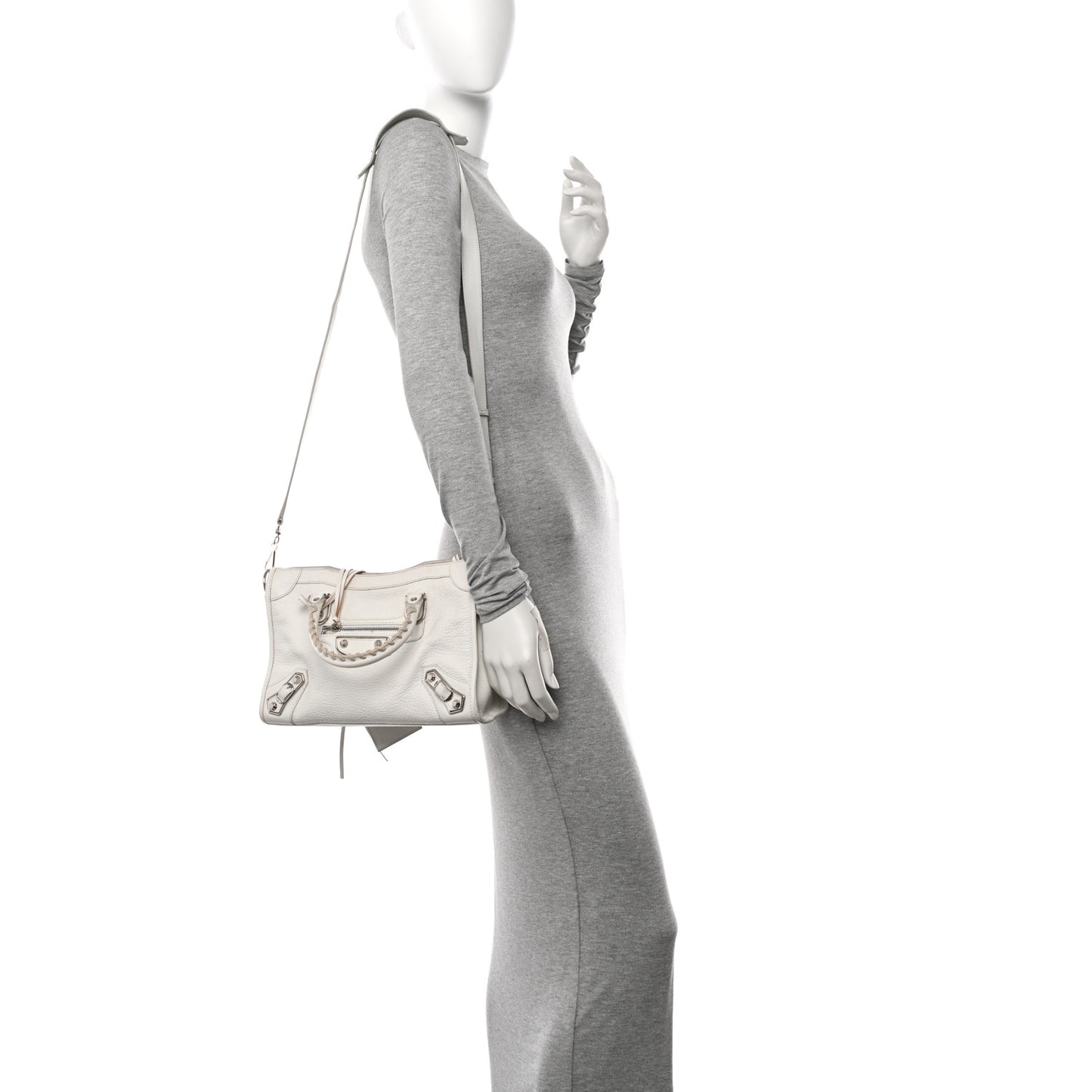 Chevre Silver Metallic Edge Hardware S City White