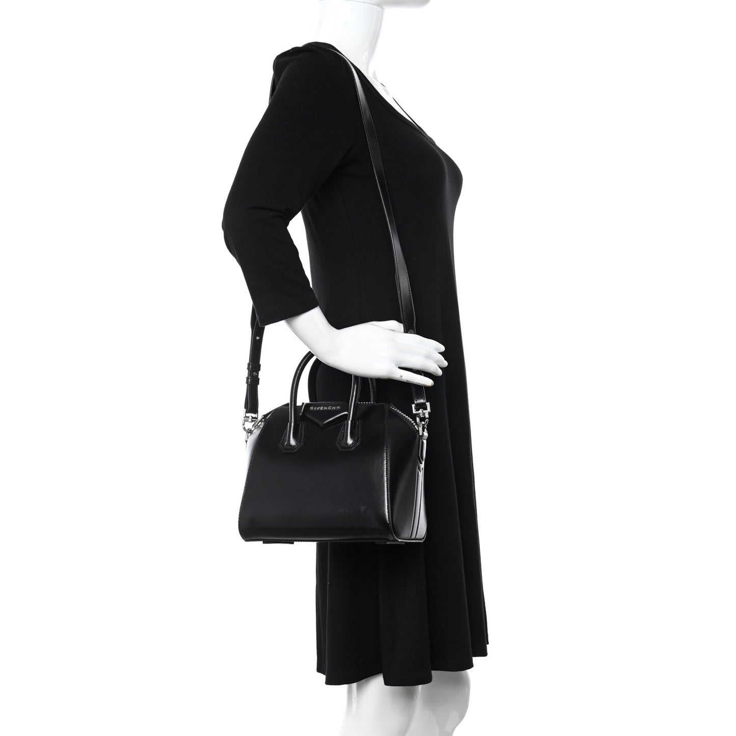 Shiny Lord Calfskin Mini Antigona Black
