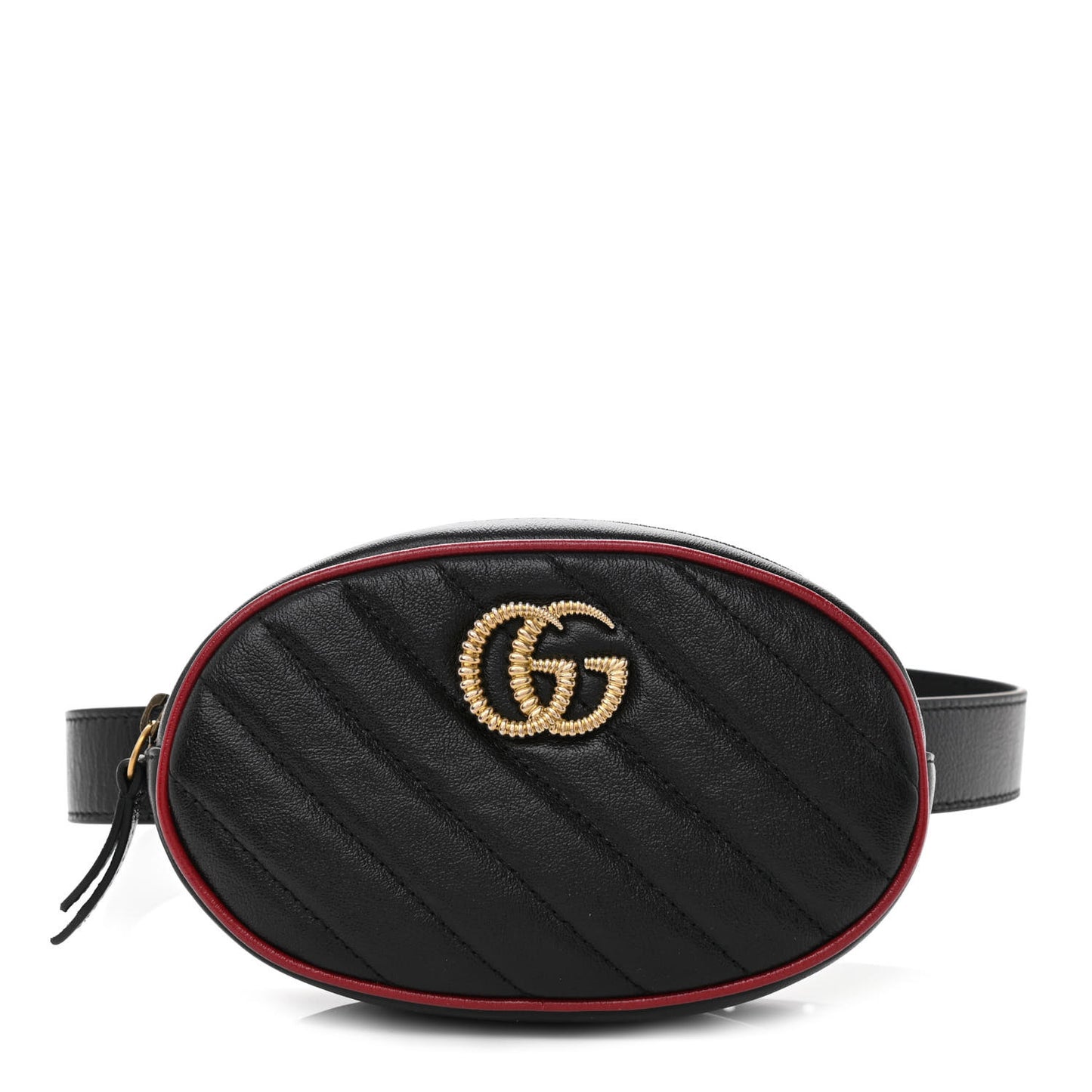 Azalea Calfskin Matelasse Diagonal Torchon GG Marmont Belt Bag 95 38 Black Romantic Cerise
