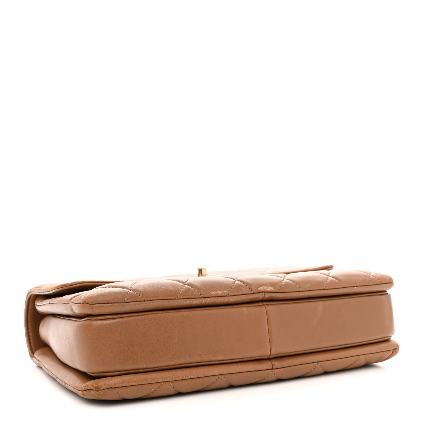 Lambskin Quilted Medium Trendy CC Flap Dual Handle Bag Camel