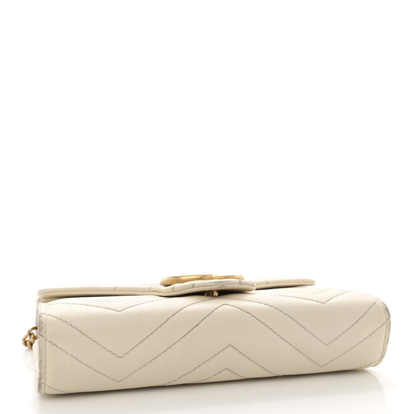 Calfskin Matelasse GG Marmont Chain Wallet Mystic White