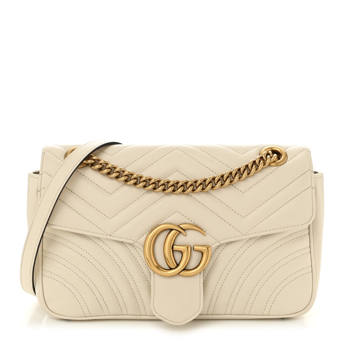 Calfskin Matelasse Small GG Marmont Shoulder Bag White