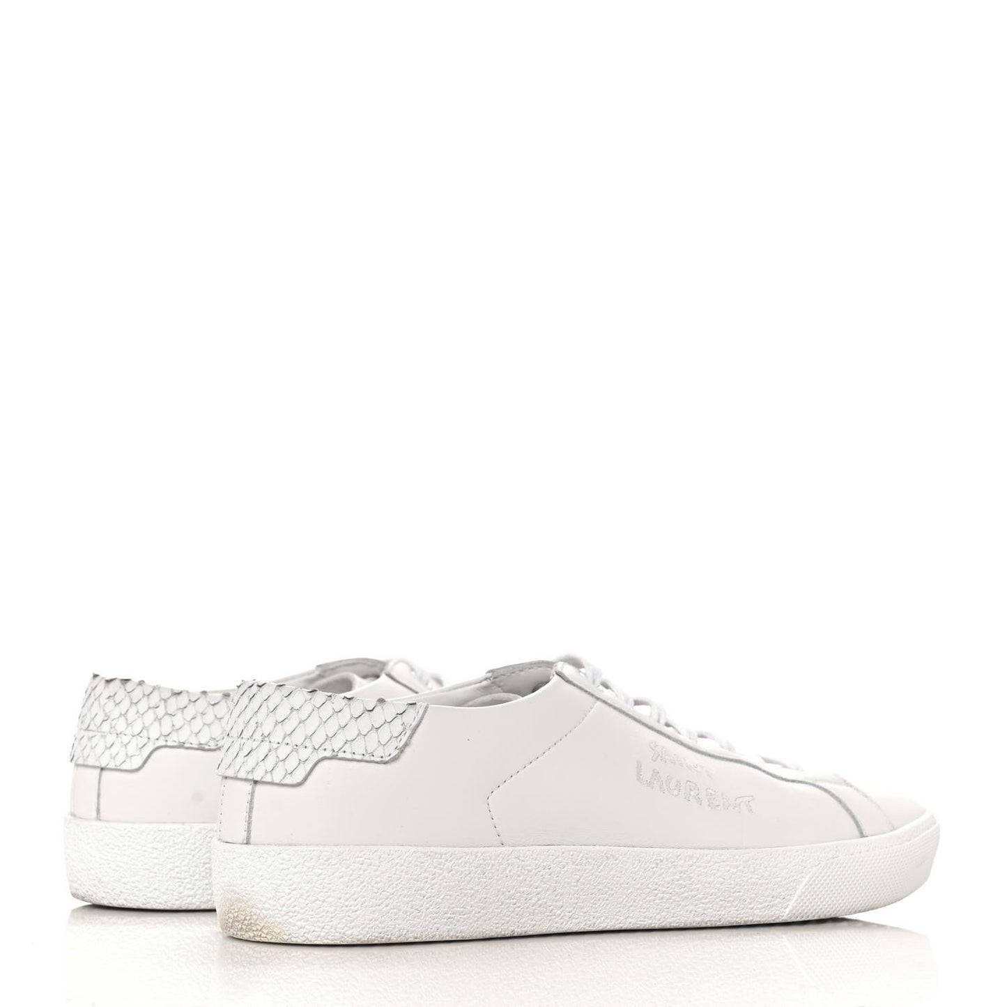 Calfskin Nubuck Python Embossed Embroidered Womens Court Classic Sneakers 39 Optic White