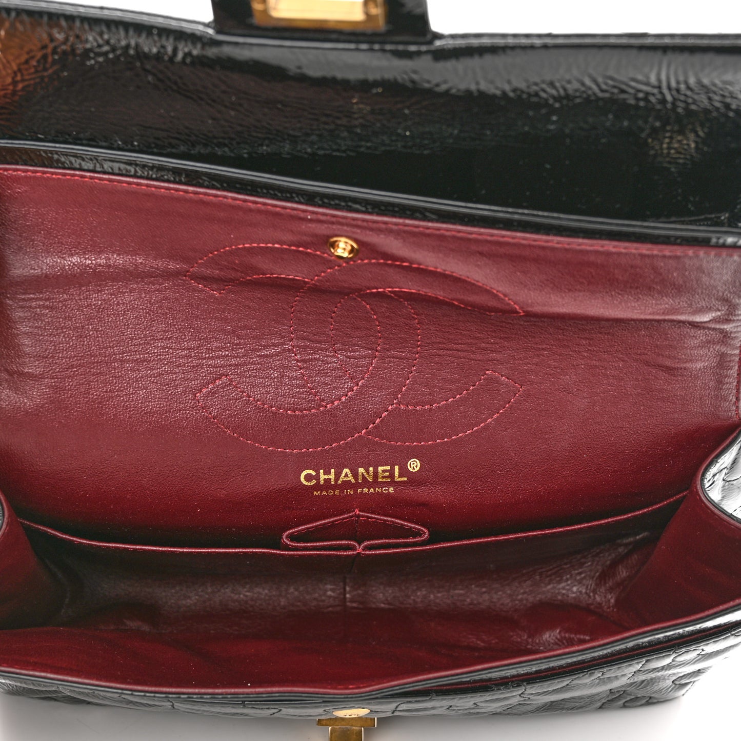 Crackled Patent Calfskin Puzzle 2.55 Reissue 226 Flap Black