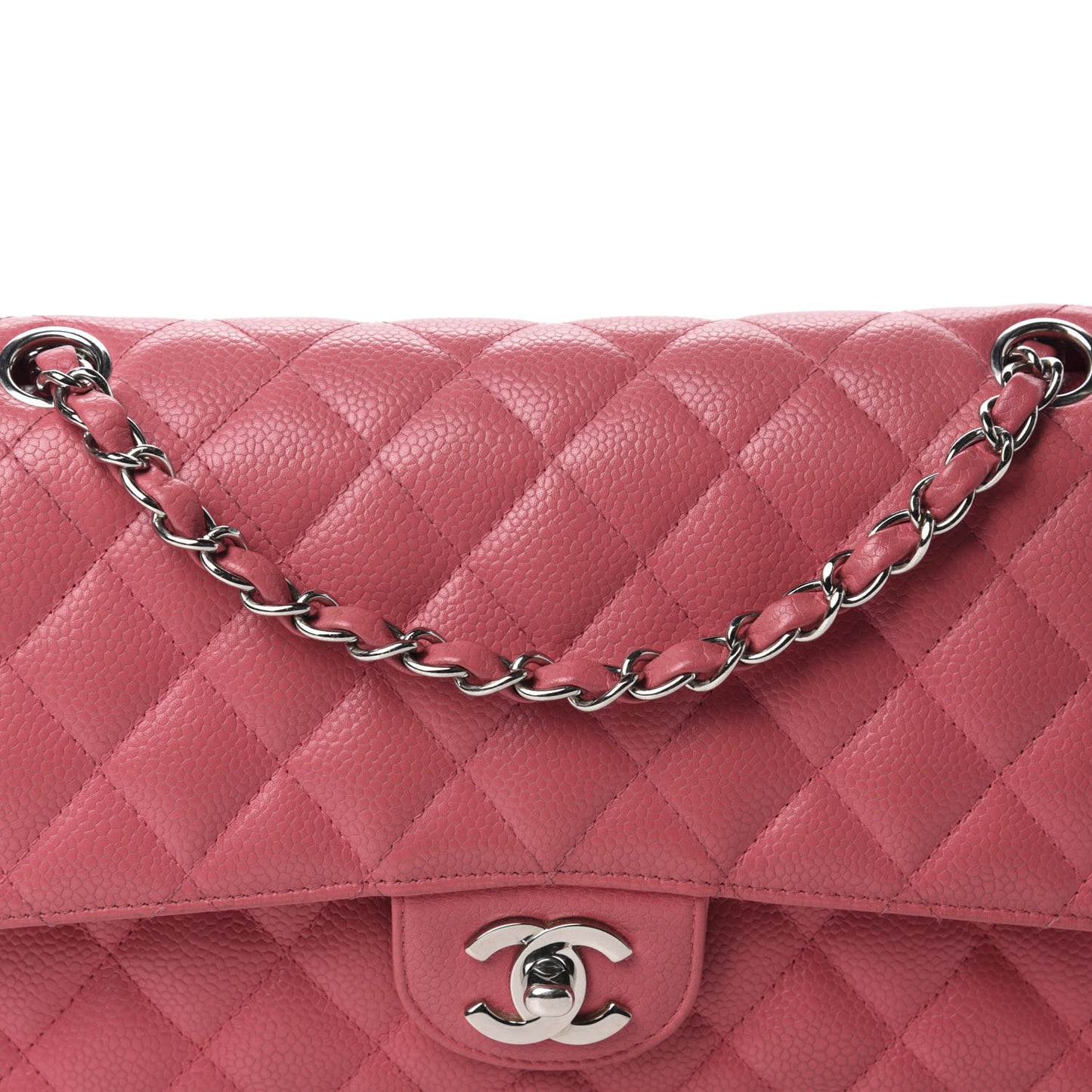 Caviar Quilted Medium Double Flap Dark Pink