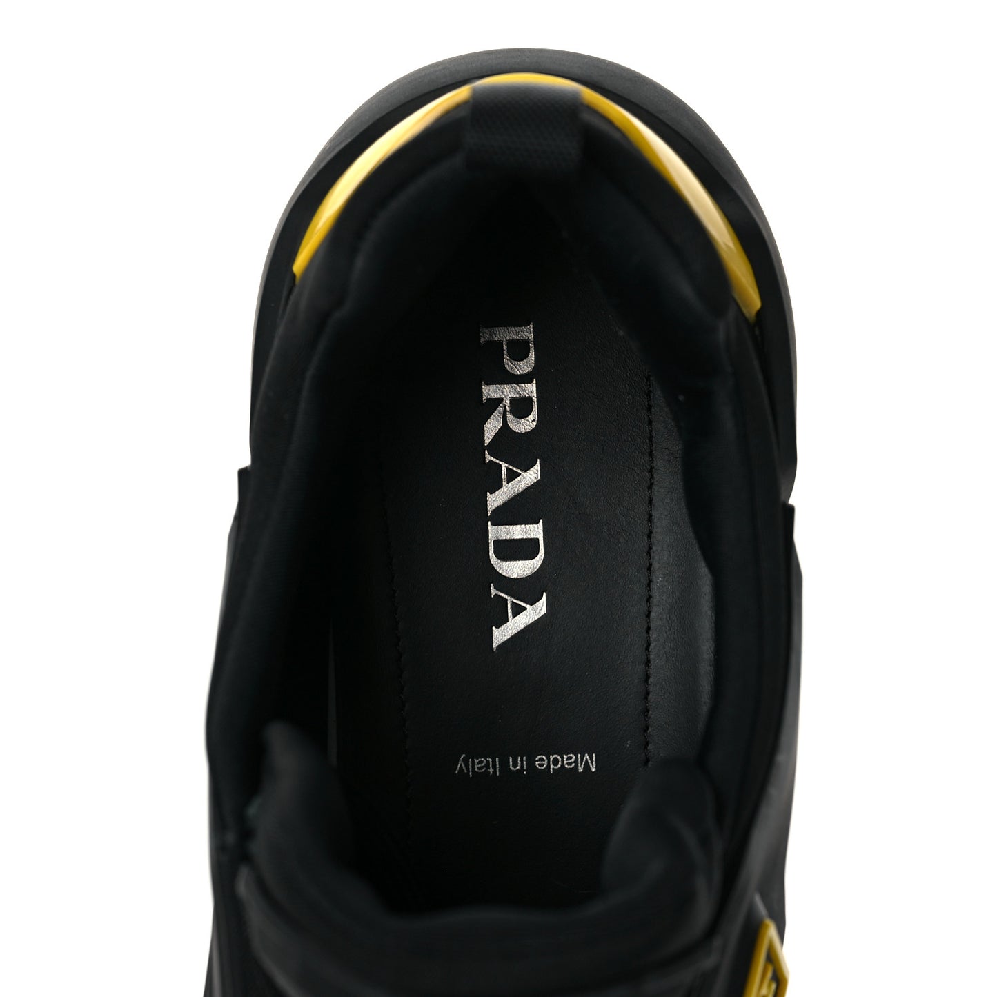 Techno Stretch Fabric Triangle Logo Men Sneakers 11 Black Gold