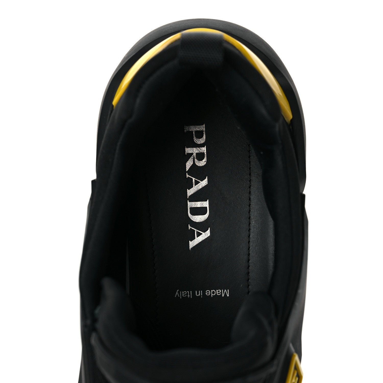 Prada Techno Stretch Fabric Triangle Logo Men Sneakers 11 Black Gold 7 of 8