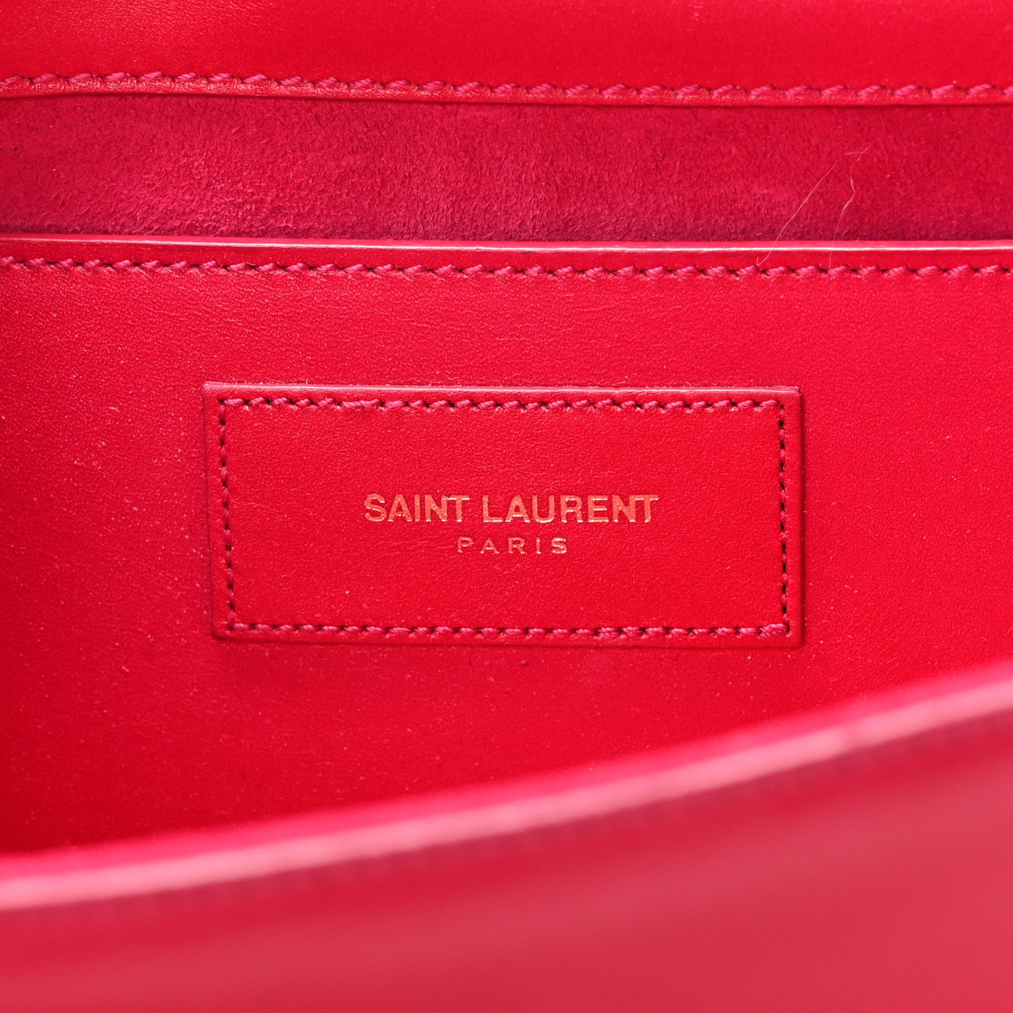 SAINT LAURENT Smooth Calfskin Classic Monogram Cassandre Clutch Lipstick Fuchsia