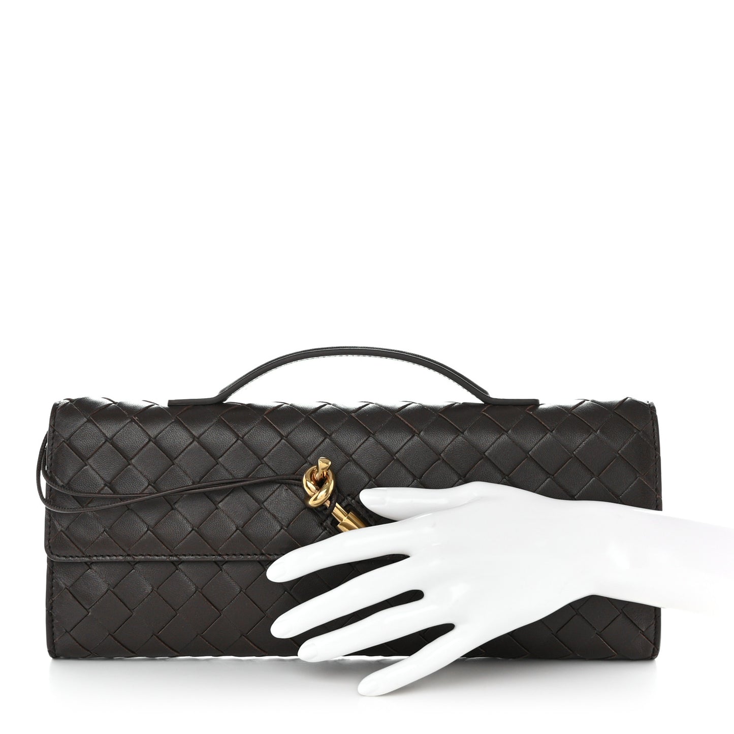 Nappa Intrecciato Long Andiamo Top Handle Clutch Fondant
