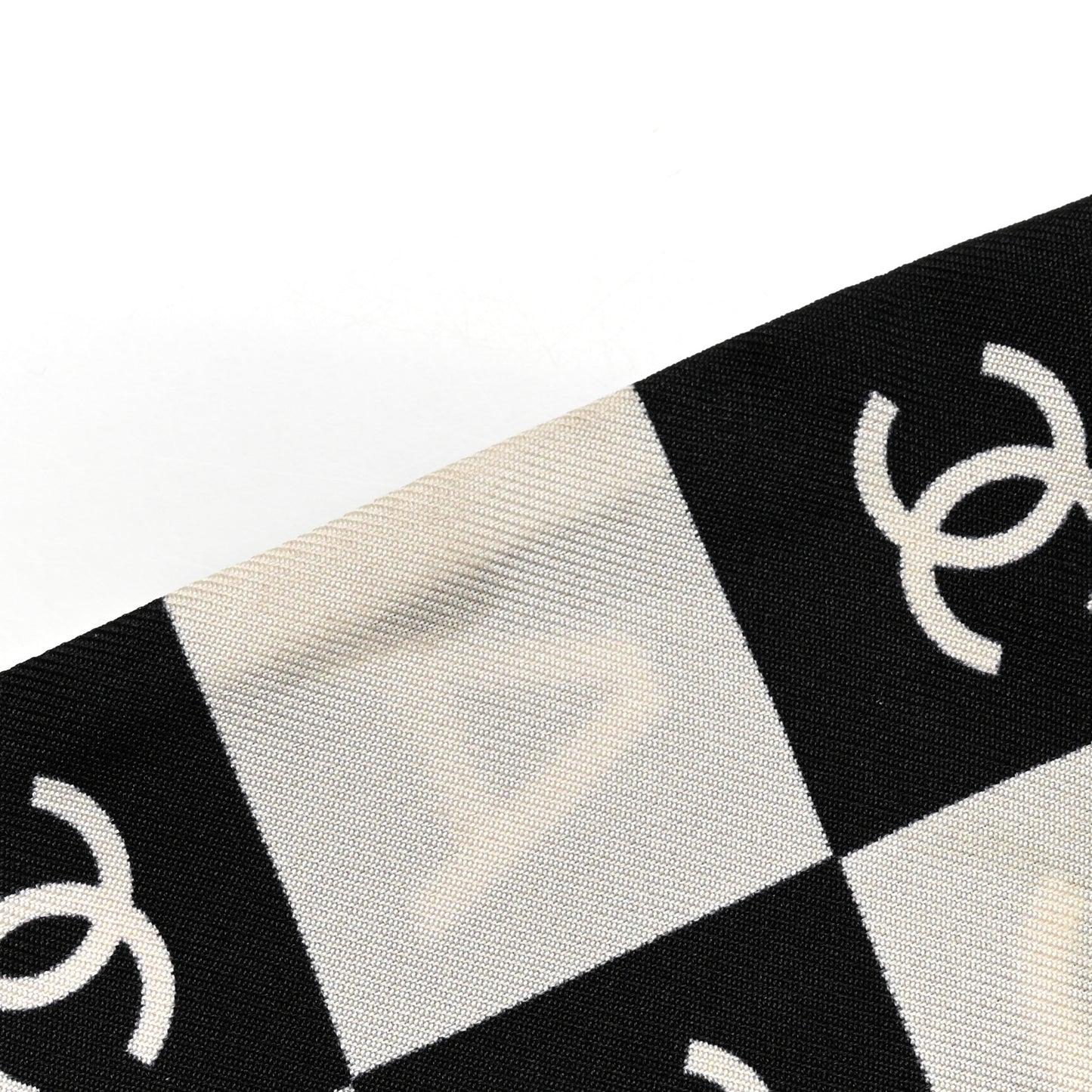 Silk Logo Cambon Slim Bandeau Scarf Black Ecru