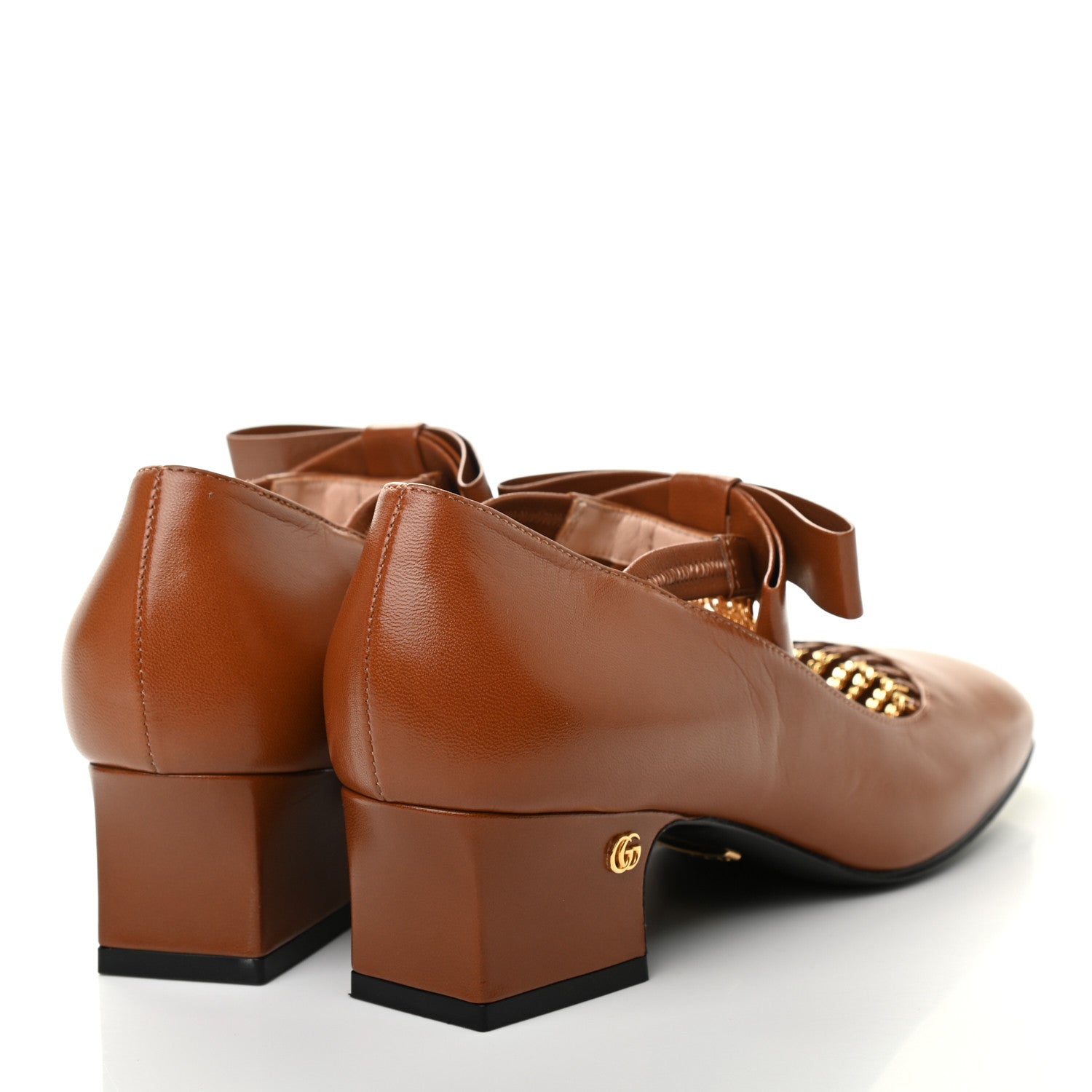 Gucci Nappa Crystal Bonny Bow Mary Jane Pumps 36.5 Brown 4 of 10