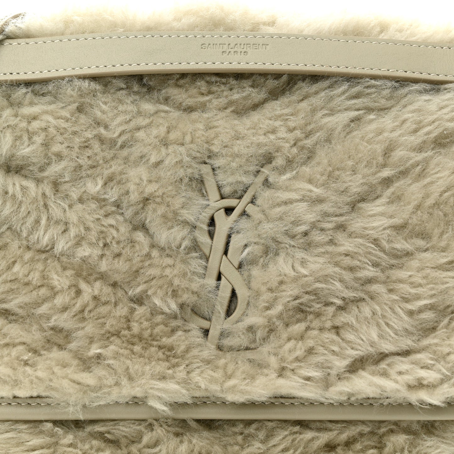 Calfskin Shearling Monogram Medium Niki Chain Satchel Grey