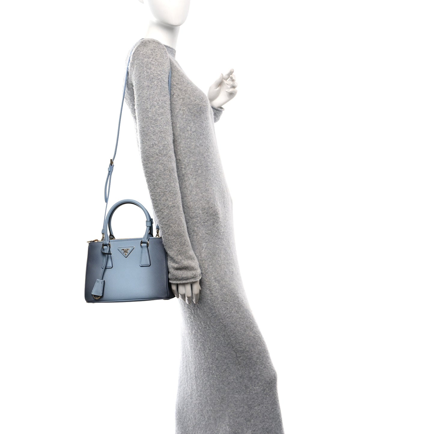Saffiano Lux Ombre Small Galleria Double Zip Tote Celeste