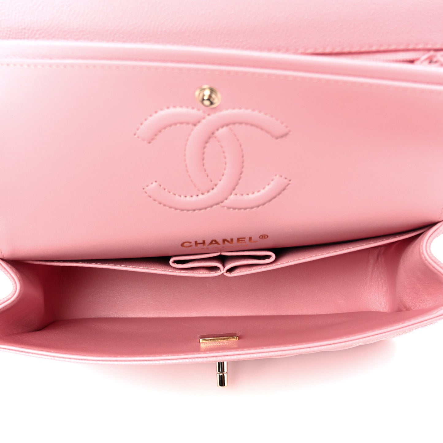 Caviar Quilted Small Double Flap Pink