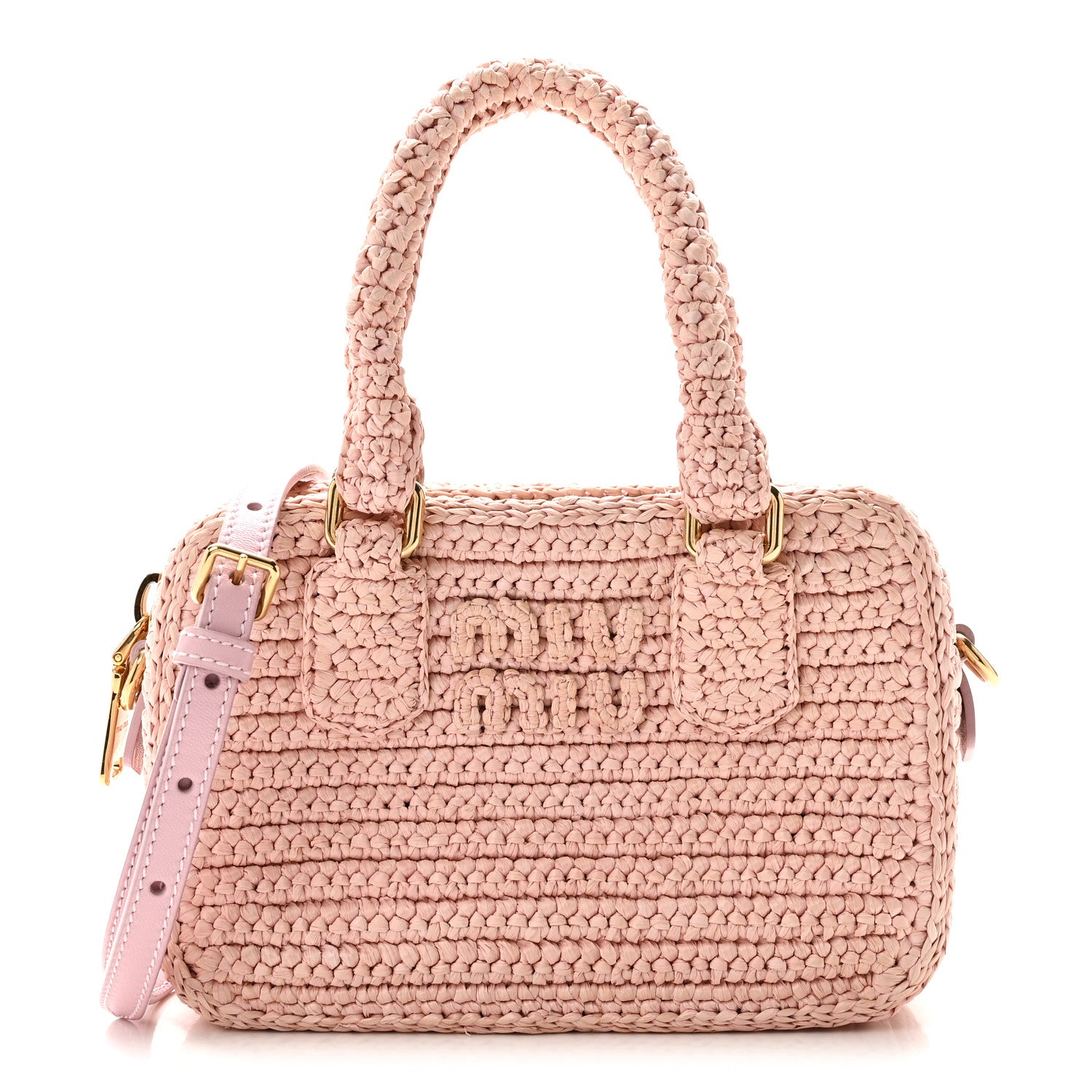 MIU MIU - ミュウミュウ ウール シアー 38 Miu Miu Crochet Calfskin S Narrow Arcadie Alabaster Pink 1939683