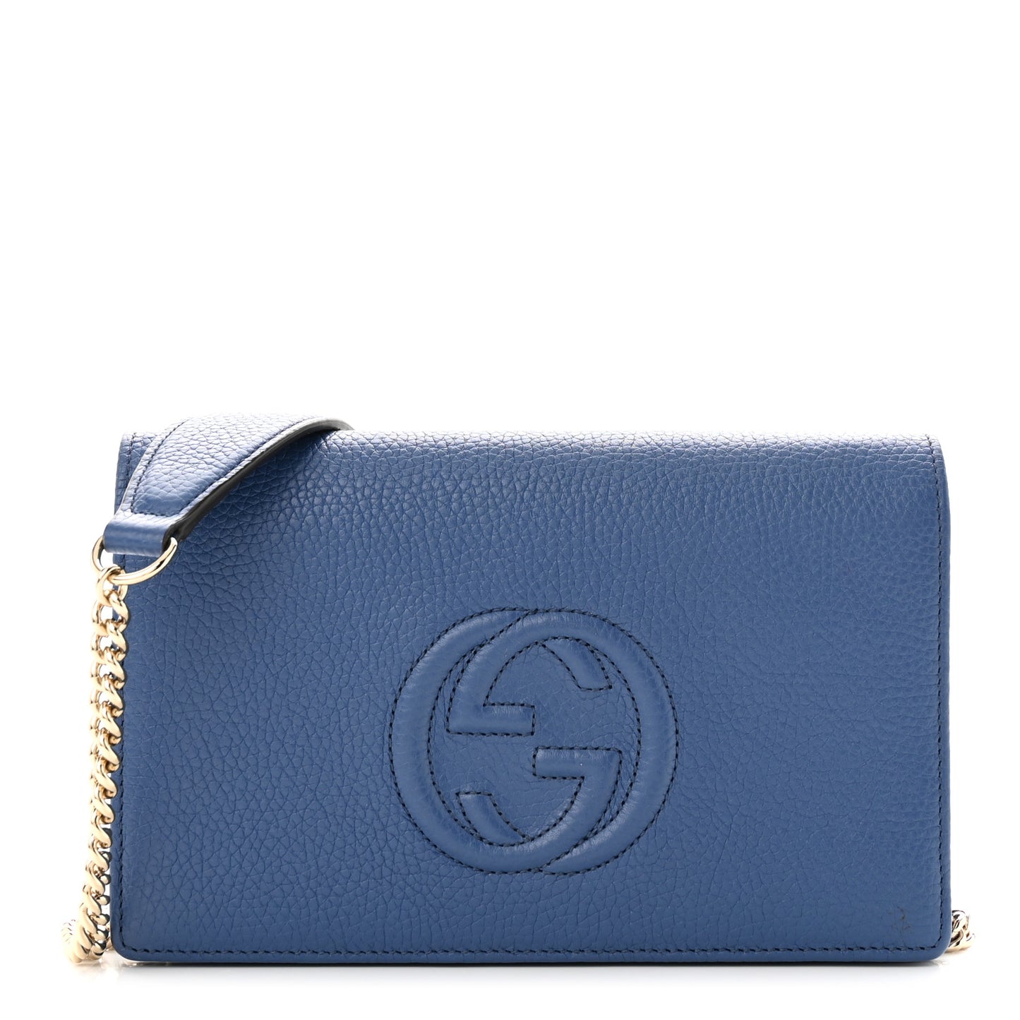 Pebbled Calfskin Soho Wallet on Chain Caspian