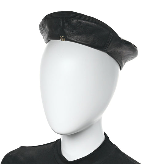 Lambskin Beret Hat 57 M Black