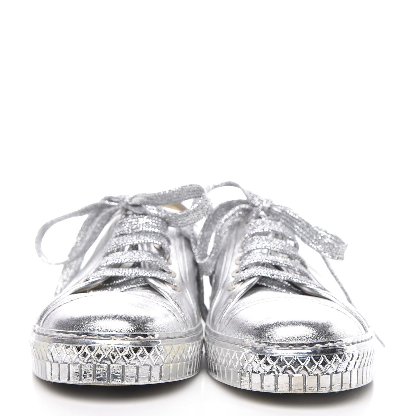 Laminated Lambskin Sneakers 39 Silver