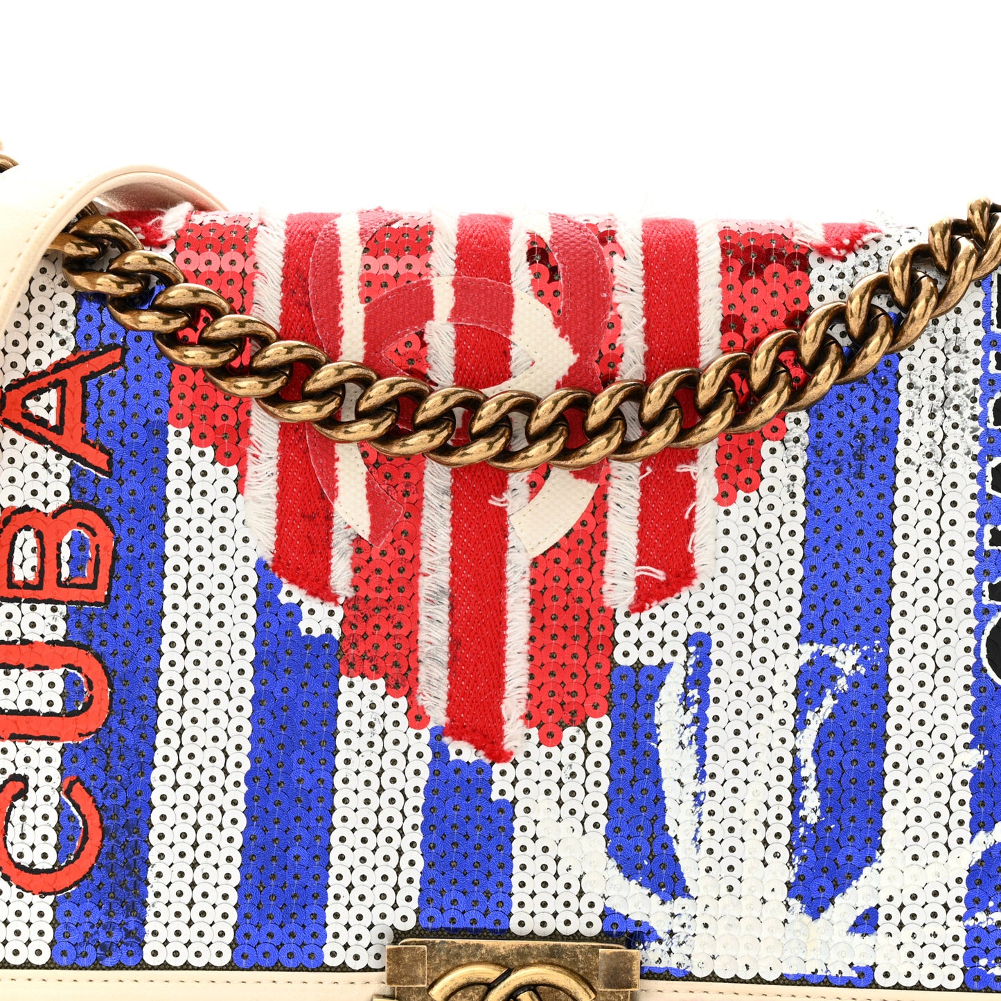 Sequin Canvas New Medium Cuba Boy Flap White Blue Red