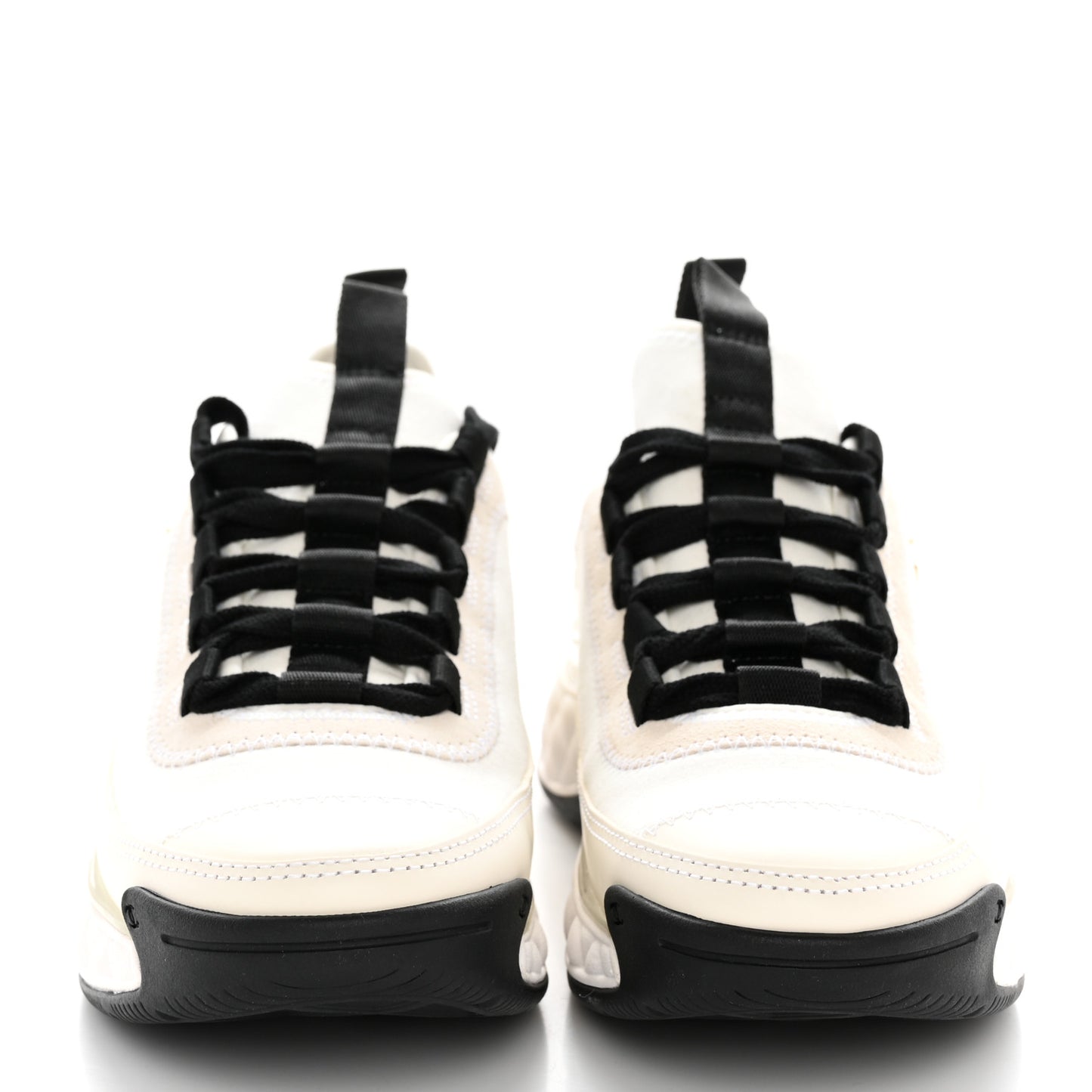Velvet Calfskin Mixed Fibers CC Sneakers 36 Ivory Black